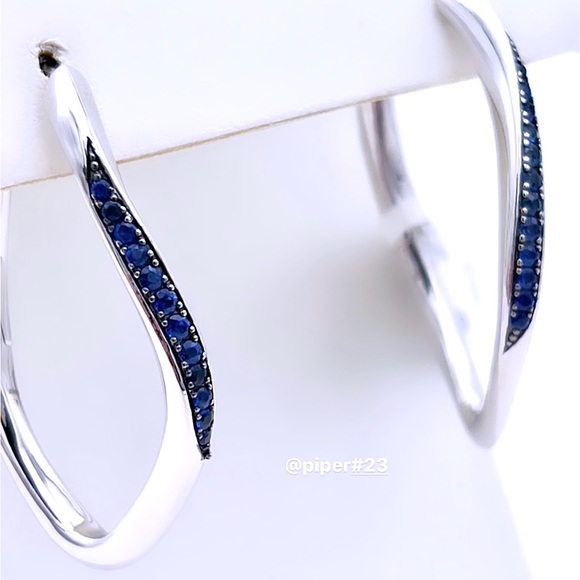 NWT Judith Ripka Nova Large Pave Blue Sapphire Hoops - Picture 8 of 15